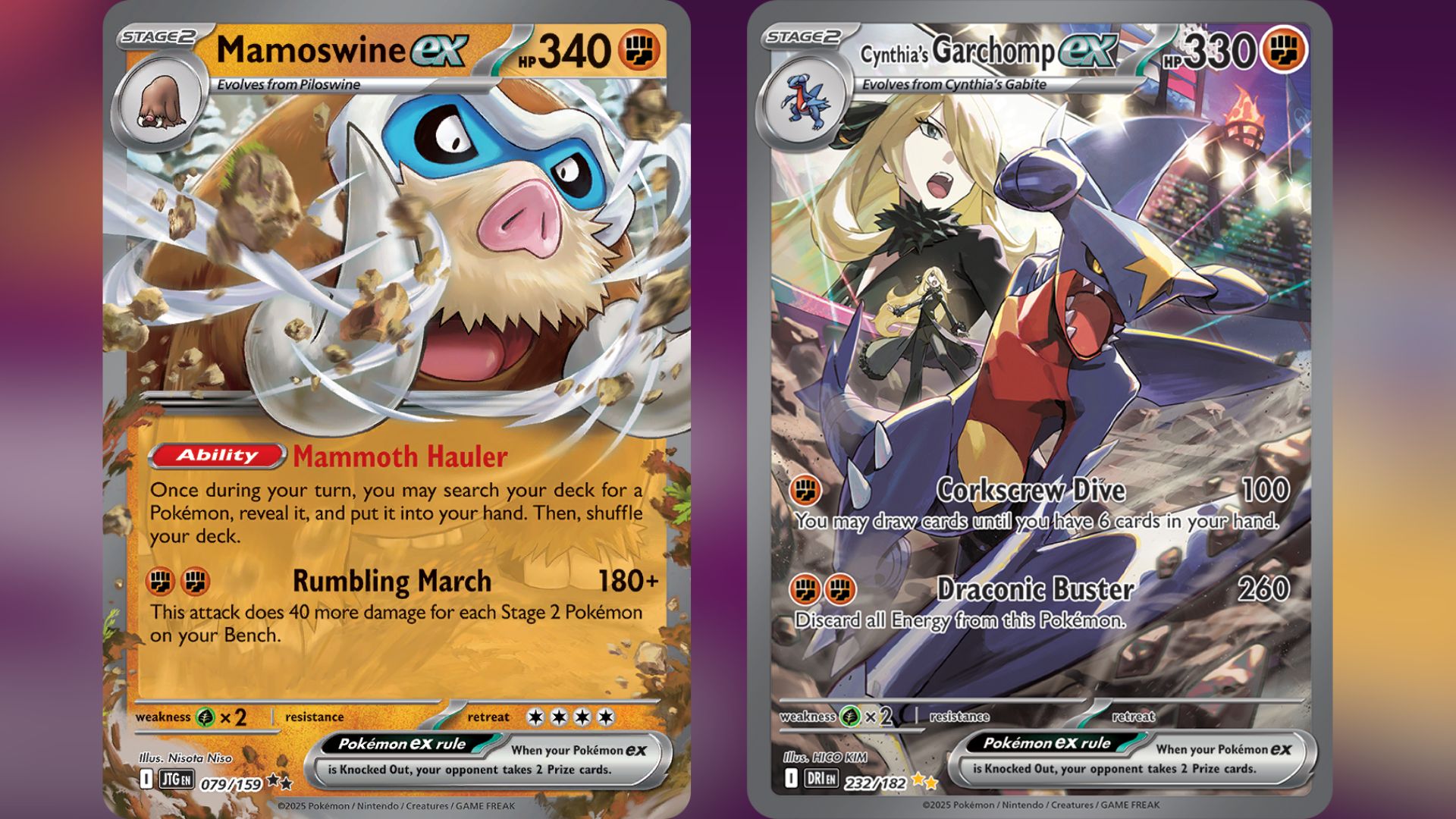 Mamoswine ex and Cynthia's Garchomp ex (Image via TPC)