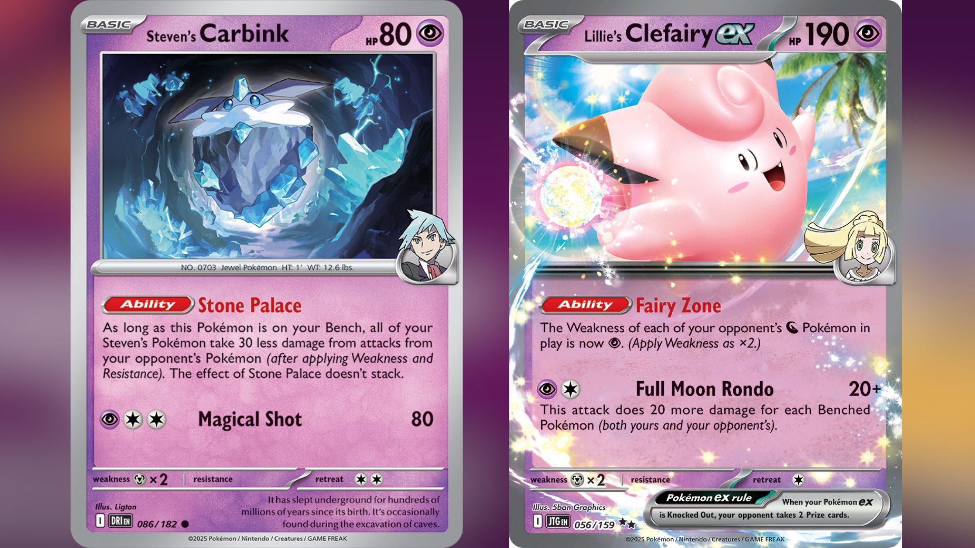 Steven's Carbink and Lillie's Clefairy ex (Image via TPC)