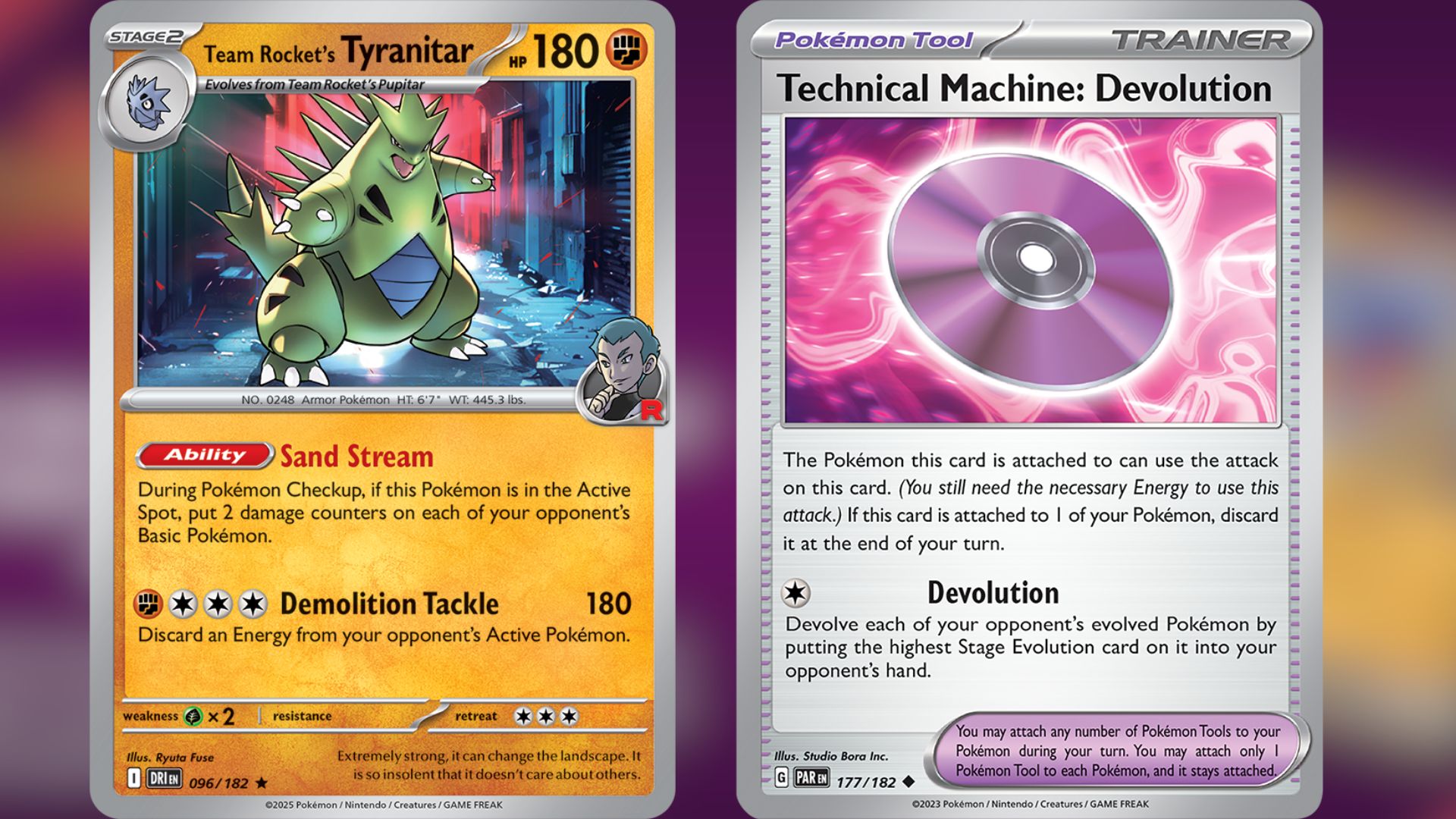 Team Rocket's Tyranitar and Technical Machine: Evolution (Image via TPC)