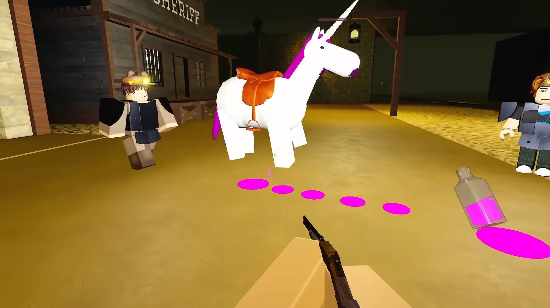 Killing a unicorn (Image via Roblox)