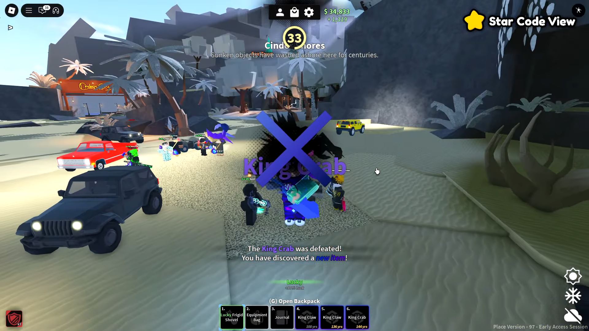 King Crab defeated (Image via Roblox)