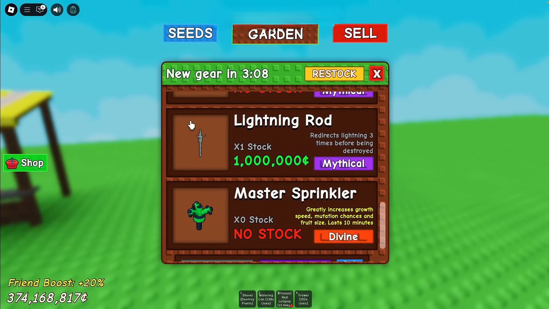 Lightning rod grow a garden (Image via Roblox)