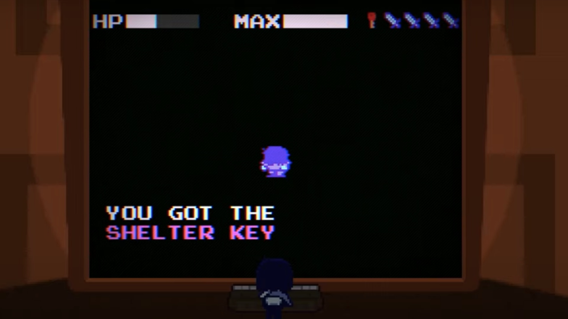 Shelter Key is inside a dark room (Image via Toby Fox)