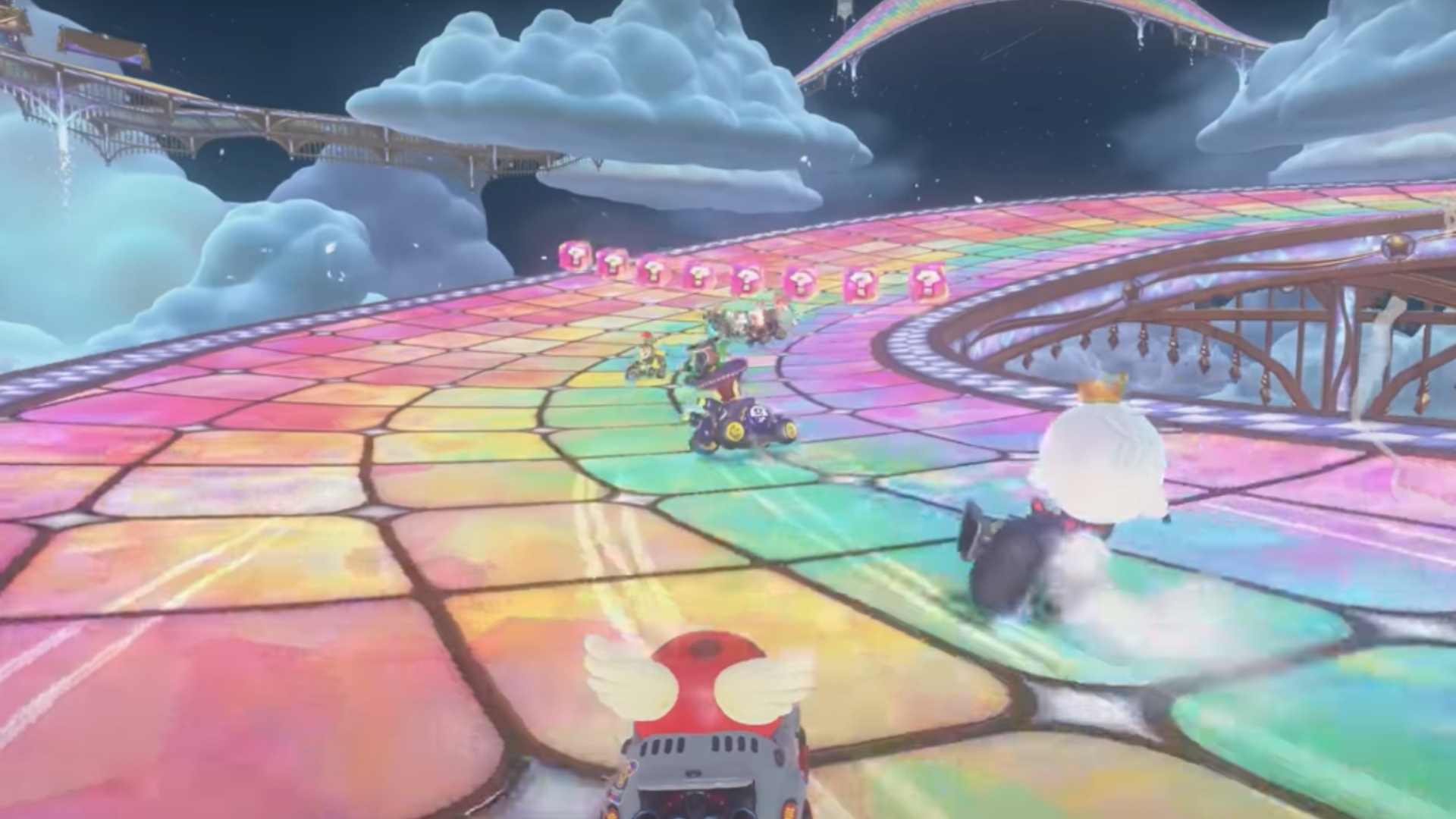 Rainbow Road Track in Mario Kart World (Image via Nintendo | Nathaniel Bandy/YouTube)