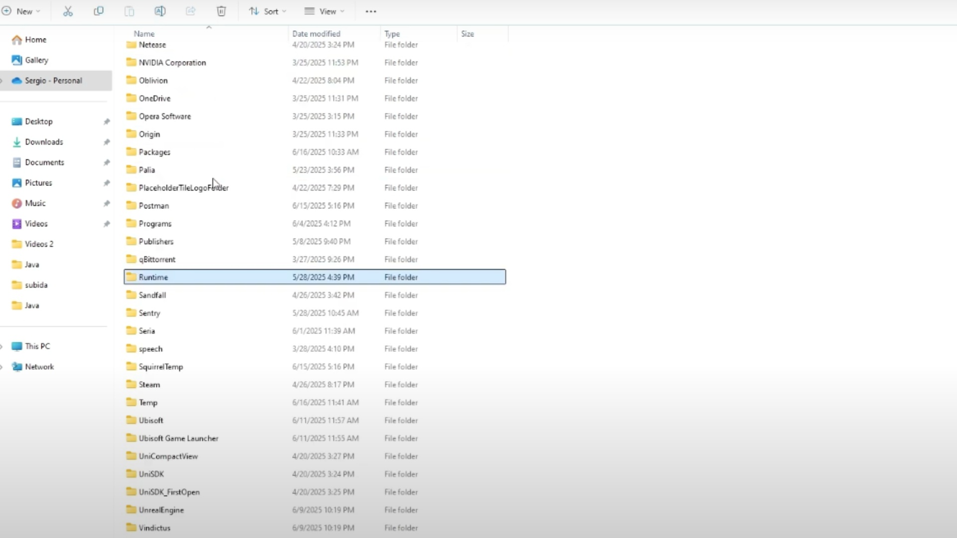 Delete the Runtime folder (Image via TipSeerch/YouTube)