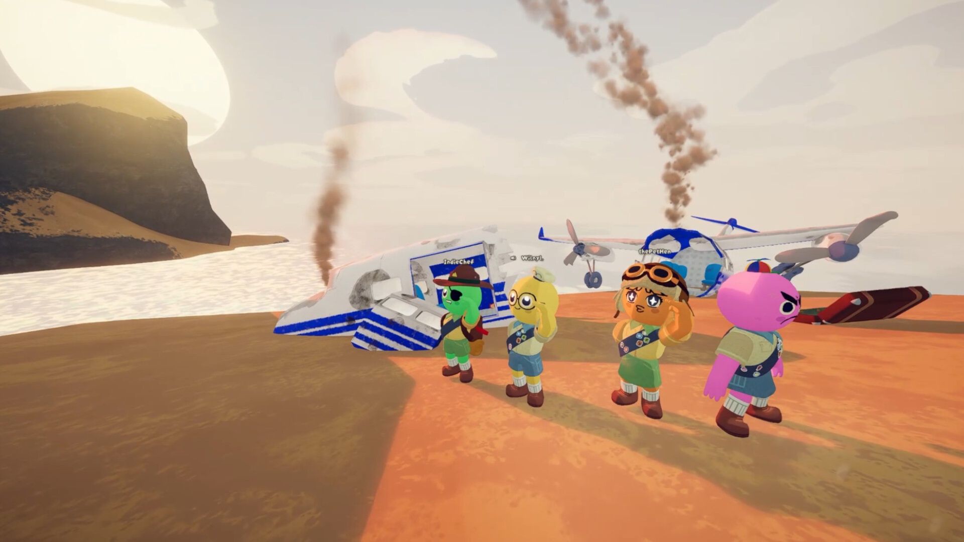 Get the backpack from the starting wreckage (Image via Landfall | Aggro Crab)