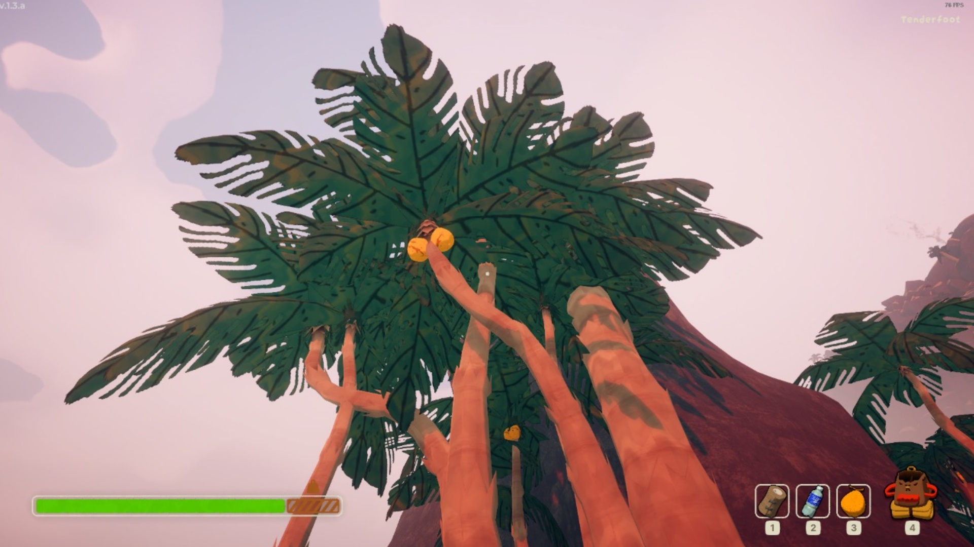 Climb up trees to obtain coconuts (Image via Aggro Crab | Landfall | Deltia’s Gaming)