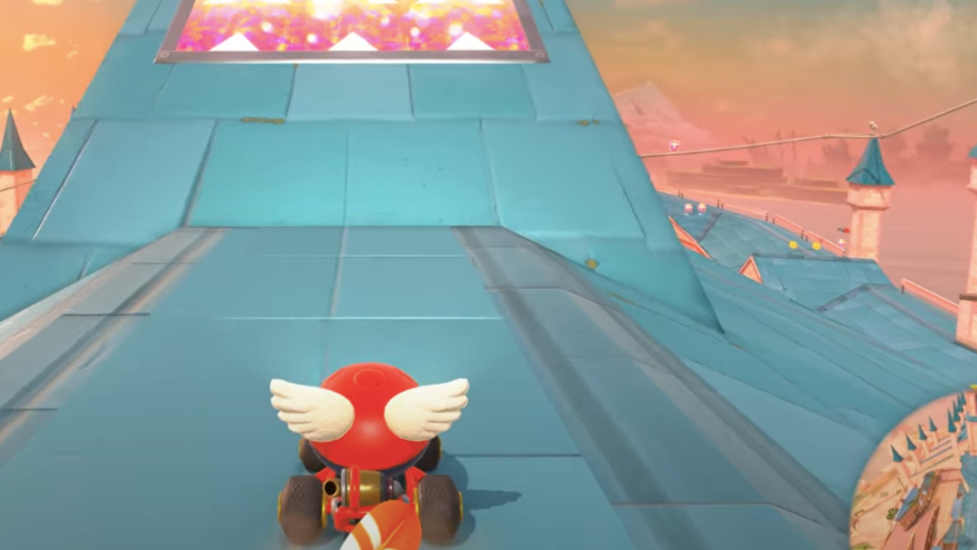 You need to use the speed ramps during the journey to collect the fifth Peach Beach question mark panel (Image via Nintendo | Nintendozer/YouTube)