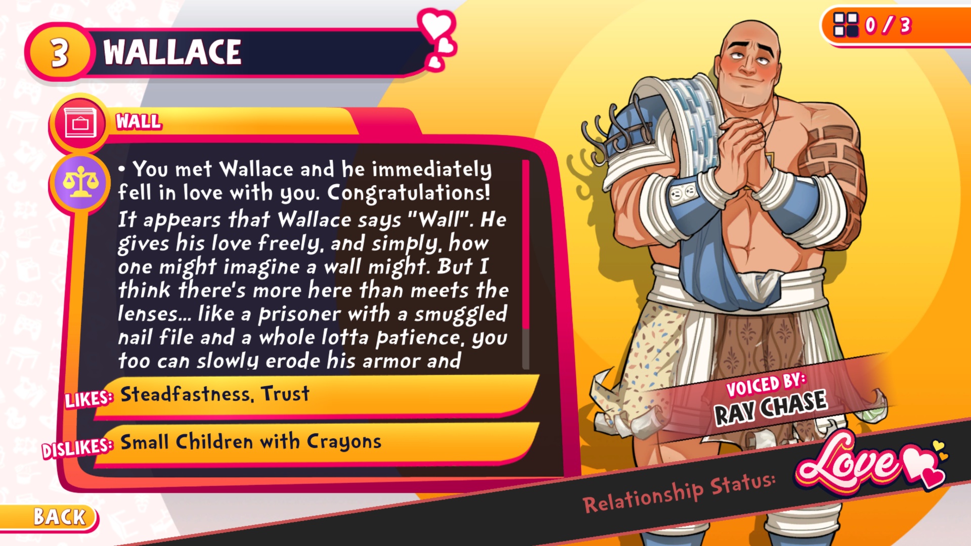 Wallace has the easiest Love route in the entire game (Image via Team17)