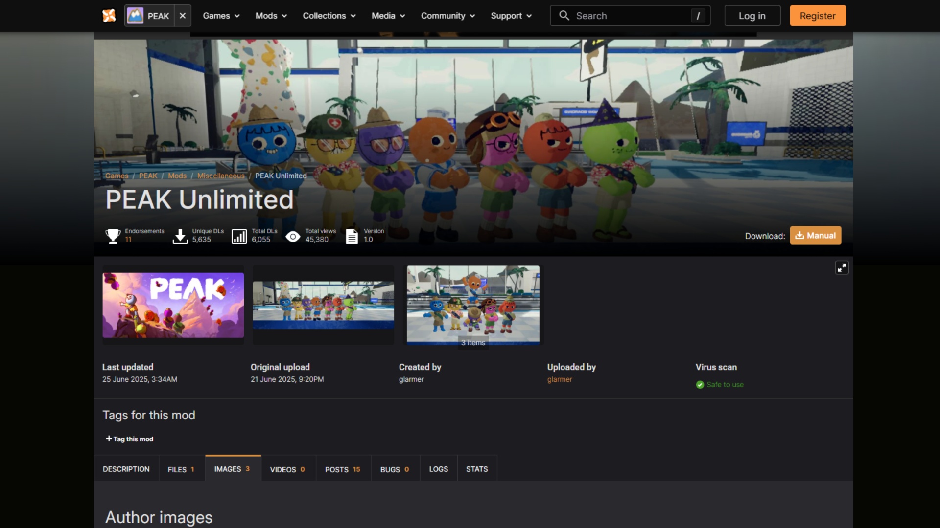 Install PEAK Unlimited using Nexus Mods (Image via Nexus Mods | Deltias Gaming)
