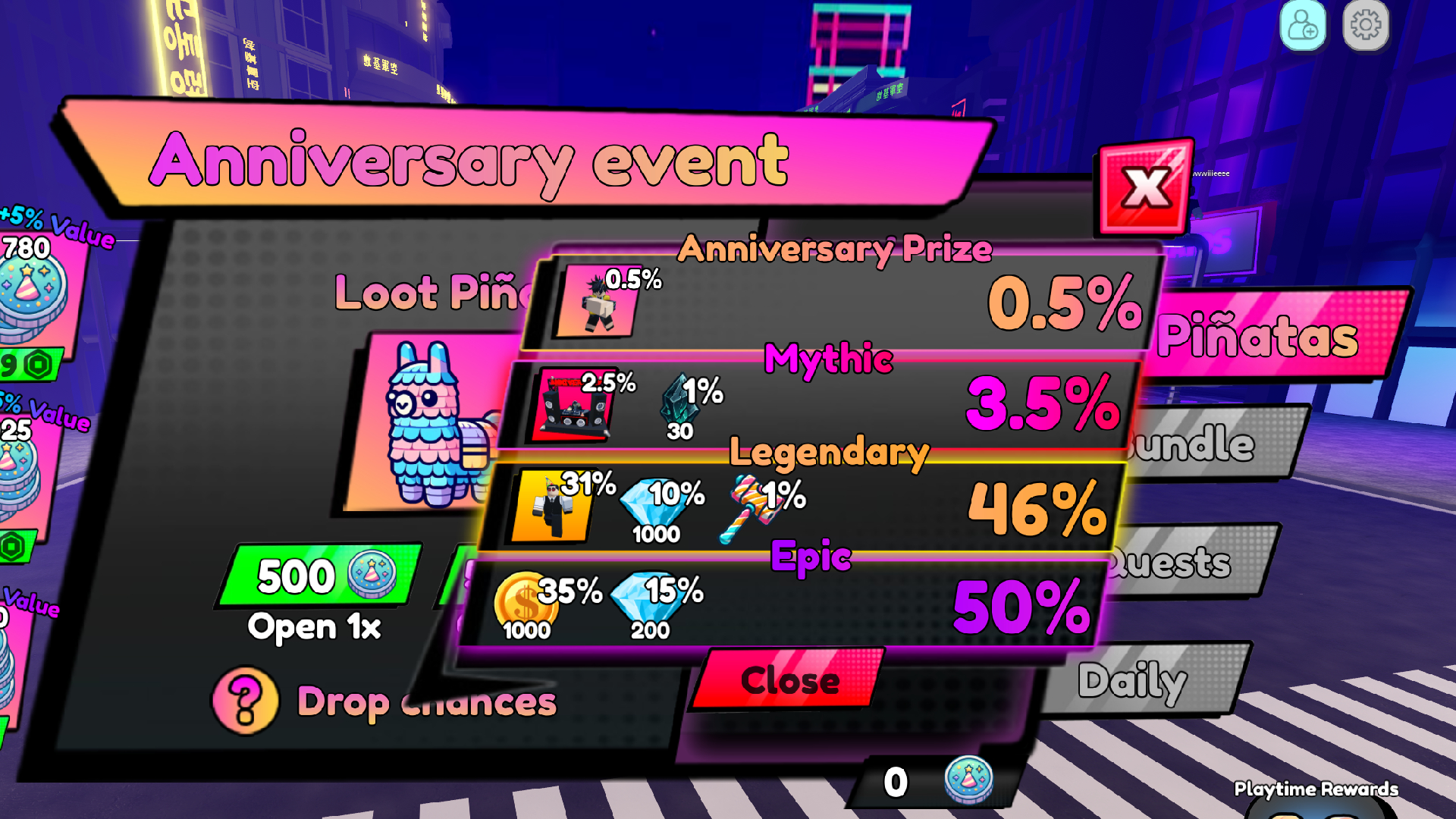 Pinata Loot Units (Image via Roblox Corporation)