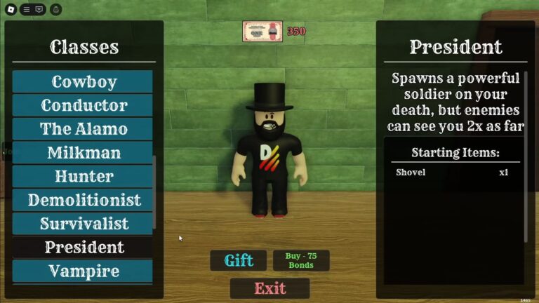 President class Dead Rails (Image via Roblox)