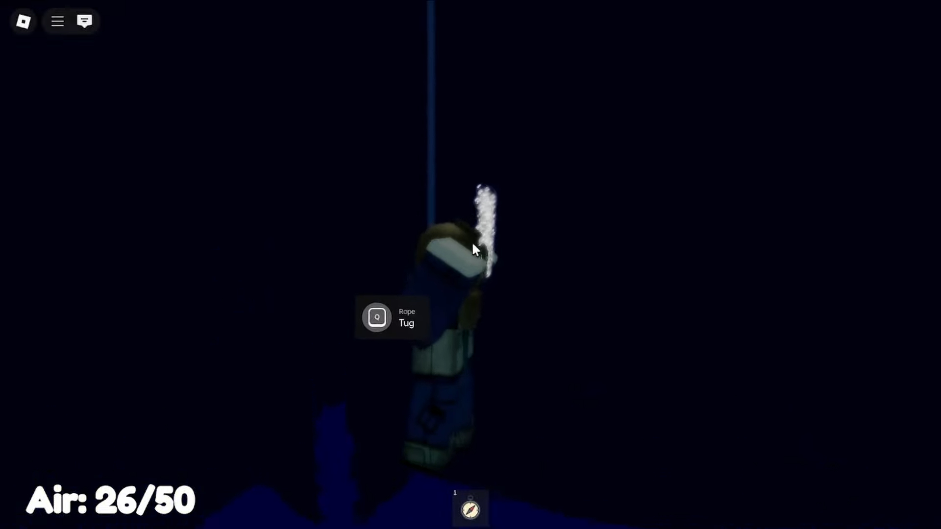 Press Q to Tug while Diving (Image via Roblox Corporation)