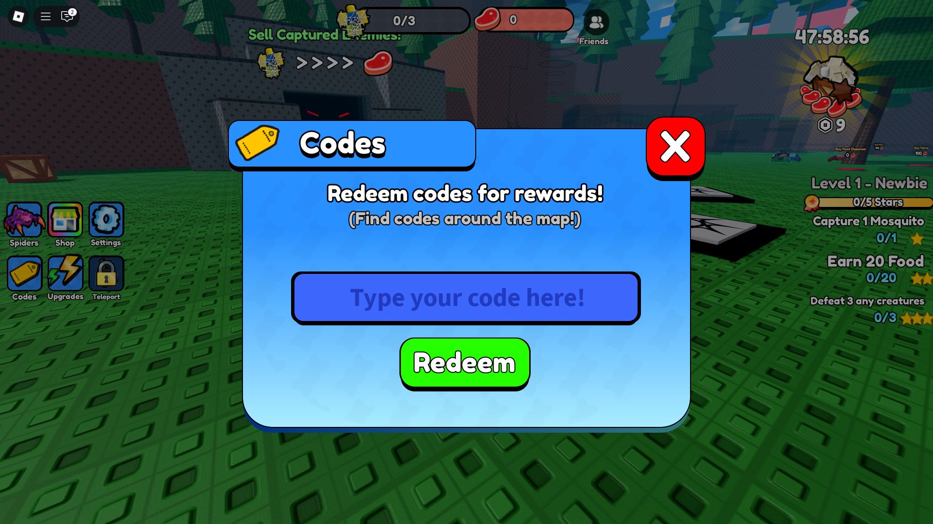Redeeming codes (Image via Roblox)
