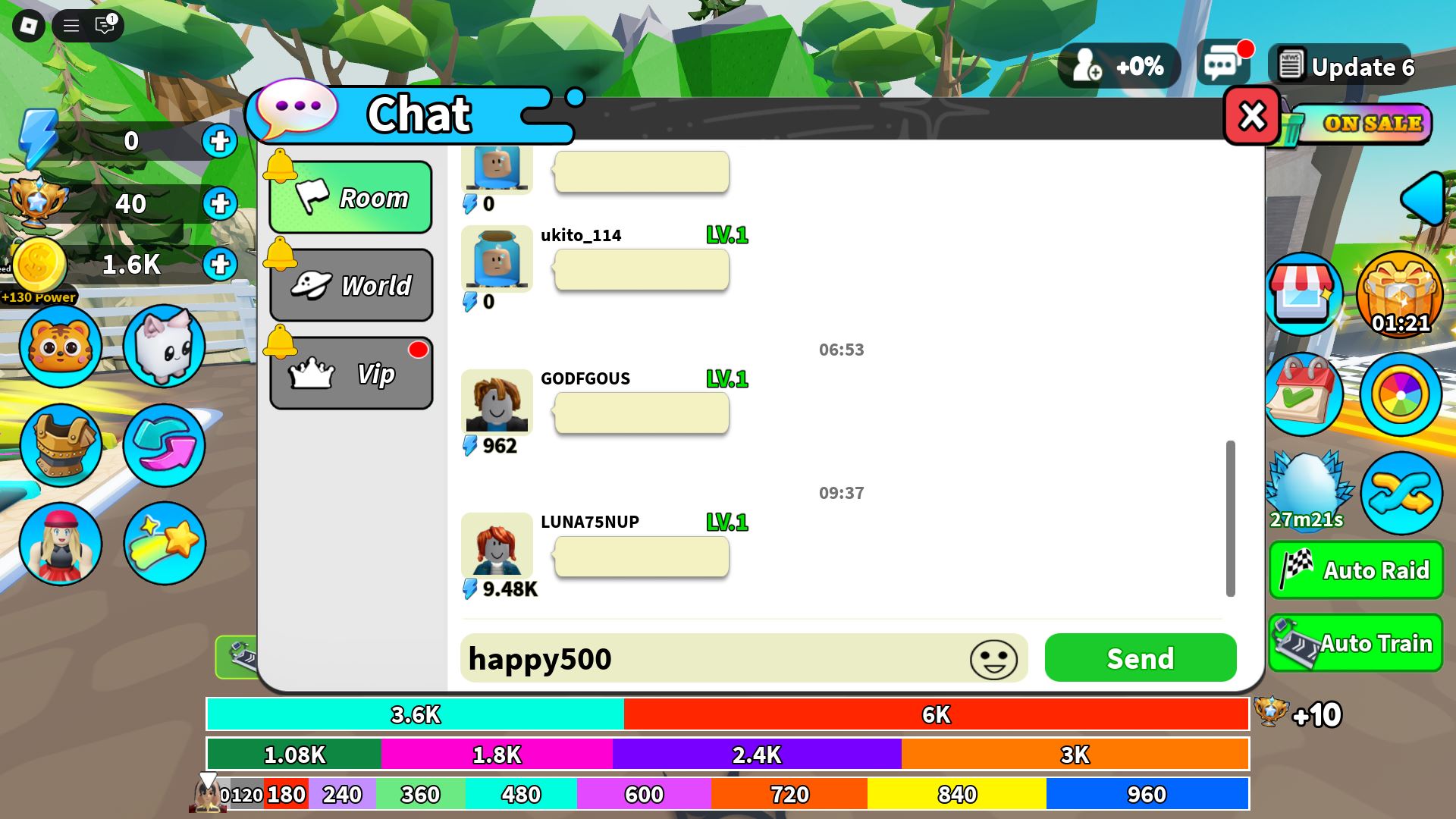 Redeeming codes through chat box (Image via Roblox)