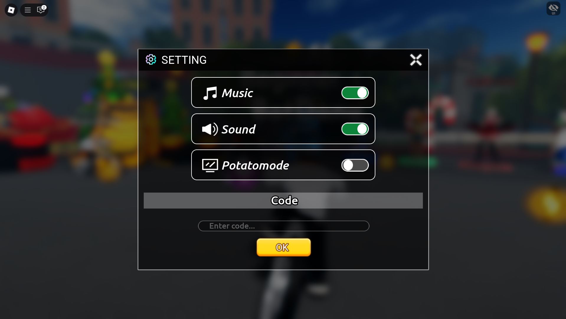 Redeeming codes in Bike League (Image via Roblox)