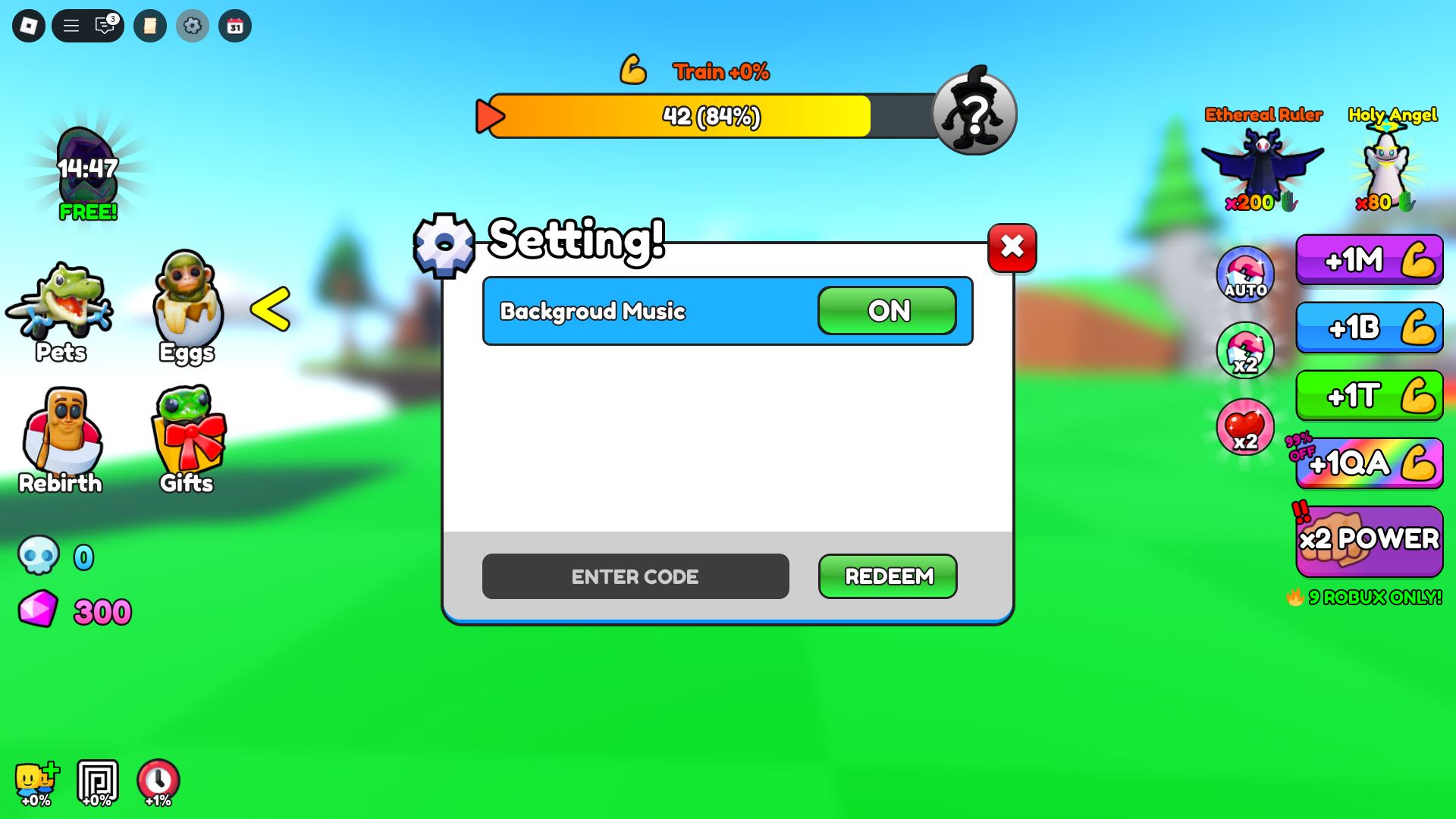 Redeeming codes in Brainrot Fighting (Image via Roblox)
