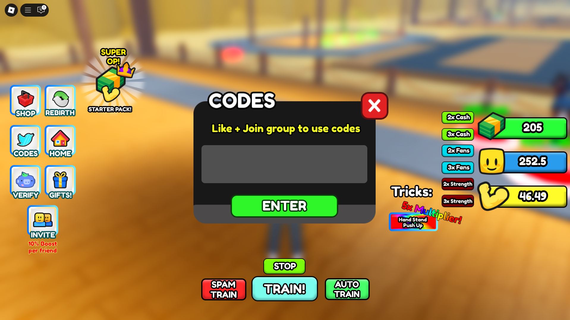 Redeeming codes (Image via Roblox)