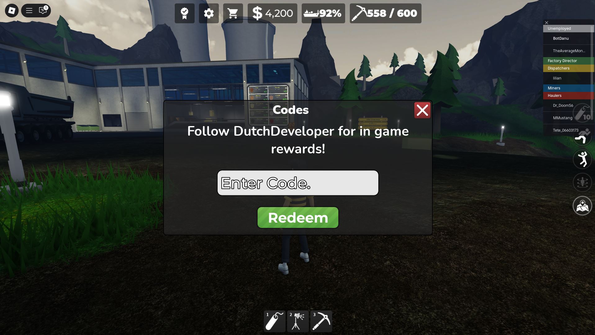 Redeeming codes (Image via Roblox)