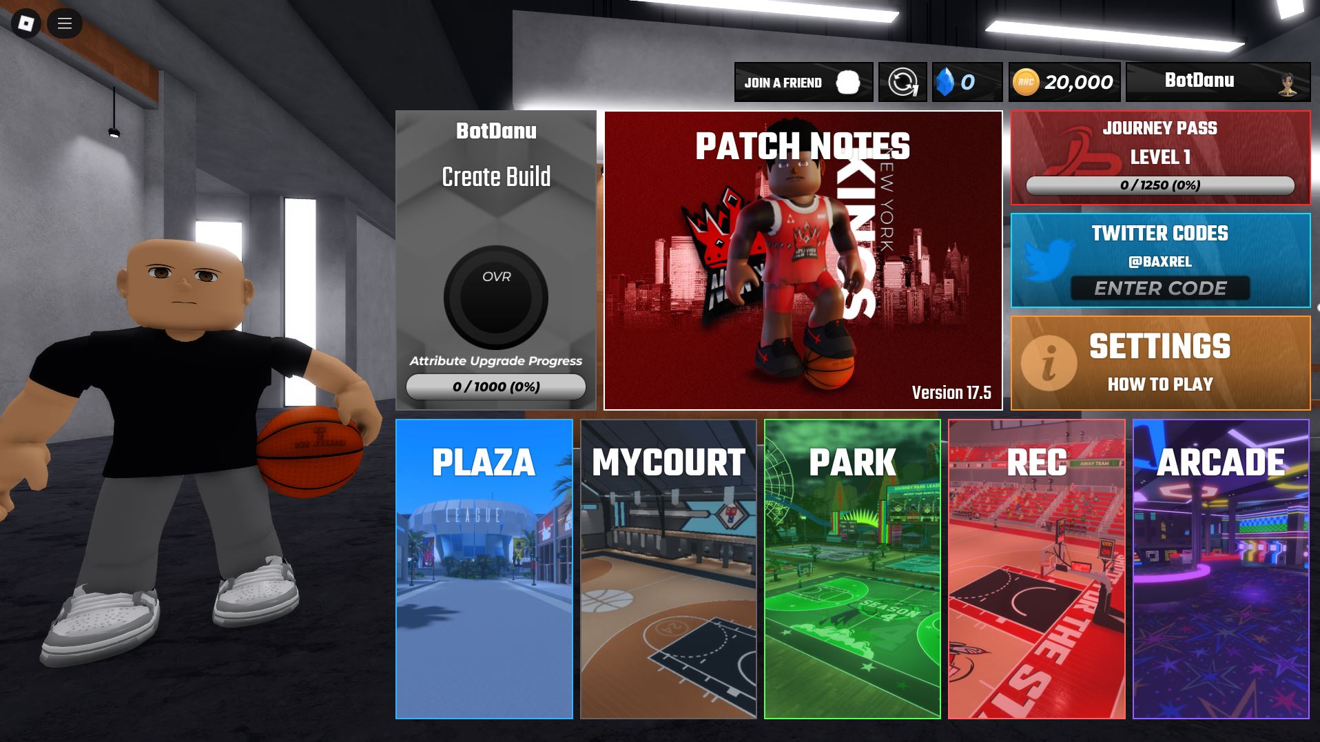 Redeeming codes in RH2 The Journey (Image via Roblox)