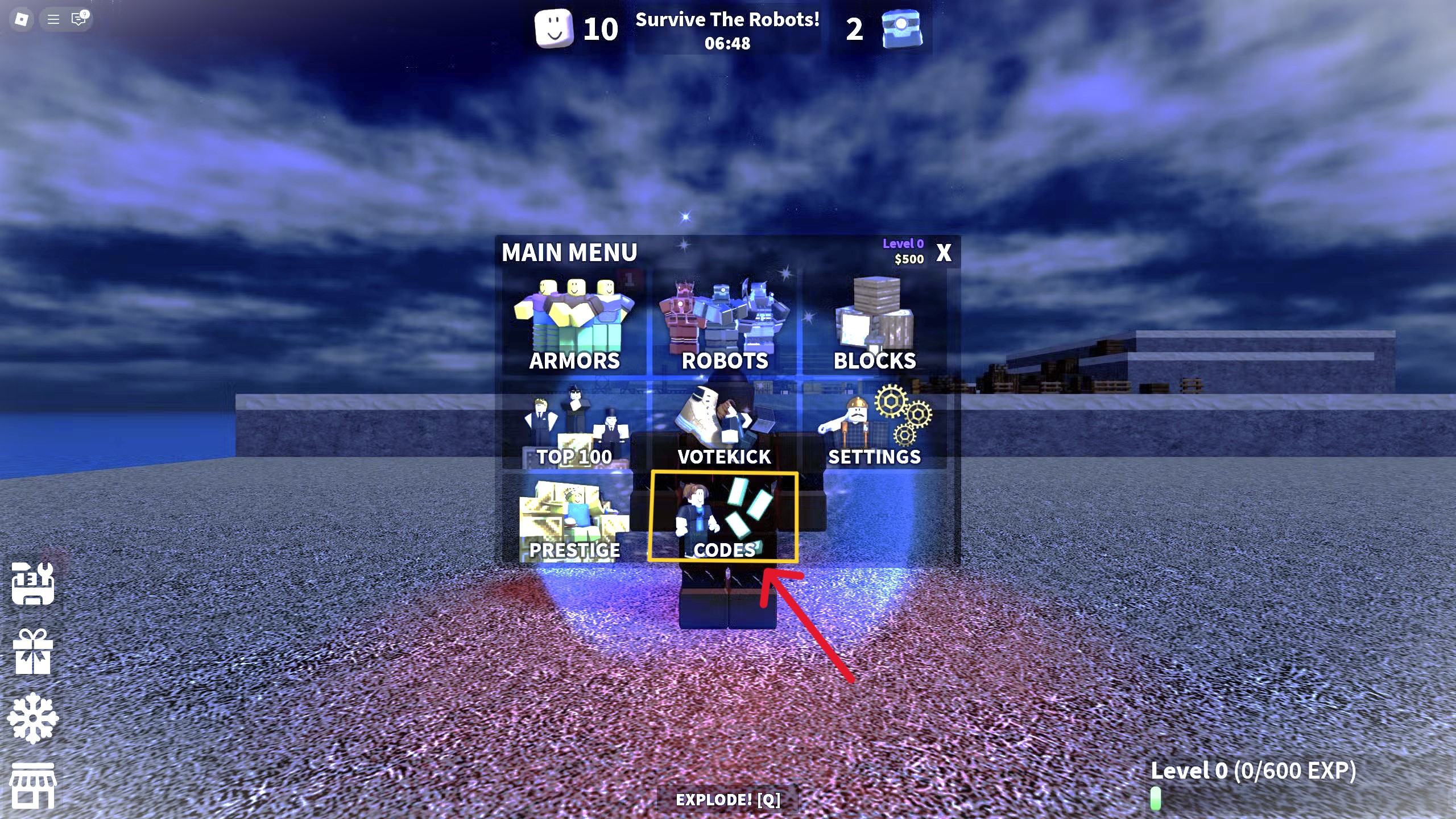 Redeeming codes (Image via Roblox)