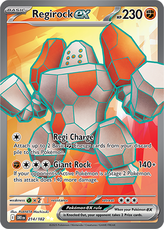Regirock ex Ultra Rare Card from the Pokemon TCG Destined Rivals Set.