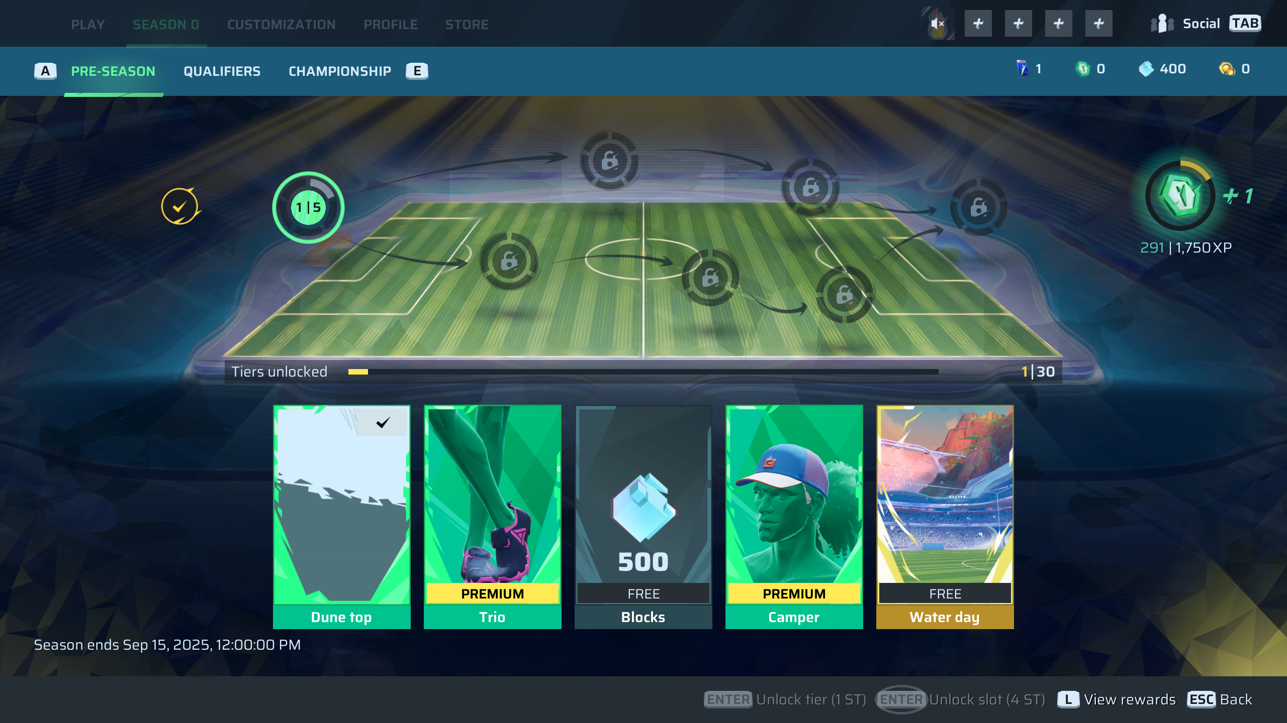 Pre-Season Category Rewards