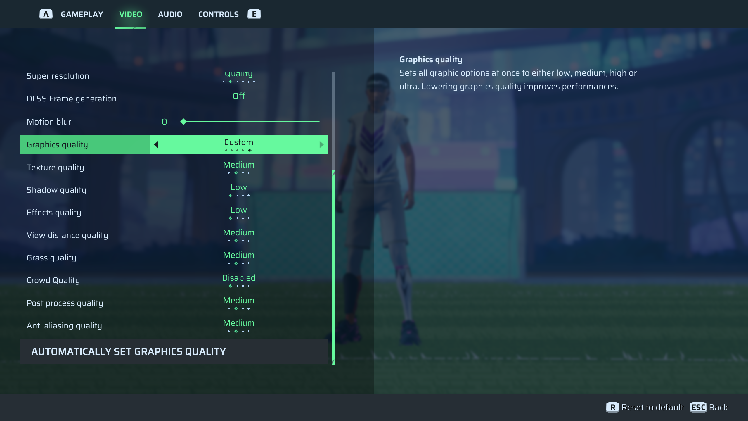 Graphic Settings for Rematch