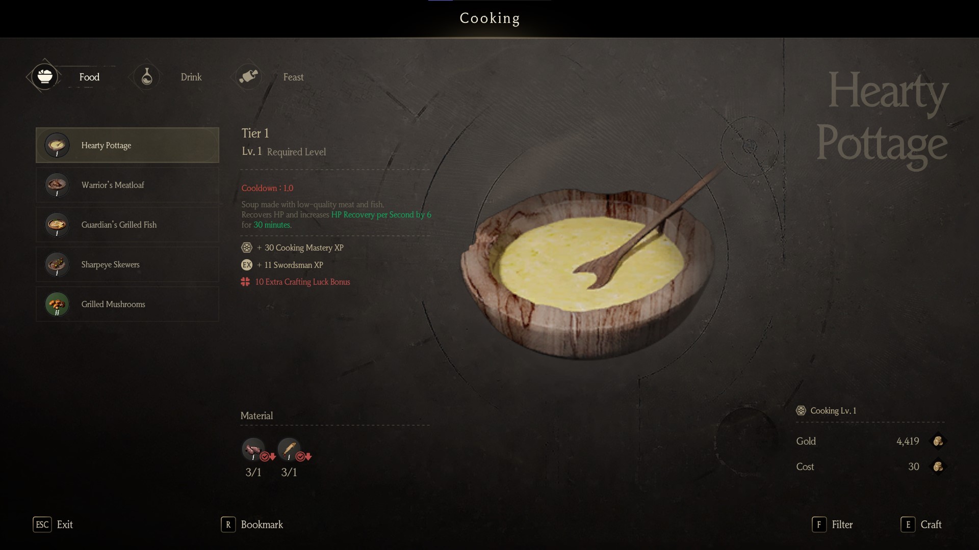 Each food item has its own perks (Source: Kakao Games)
