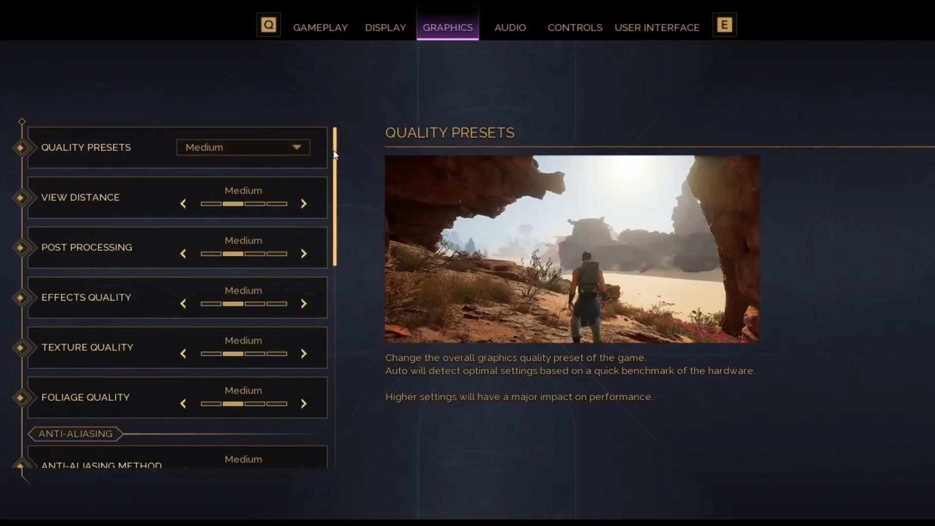 Dune Awakening graphics screen