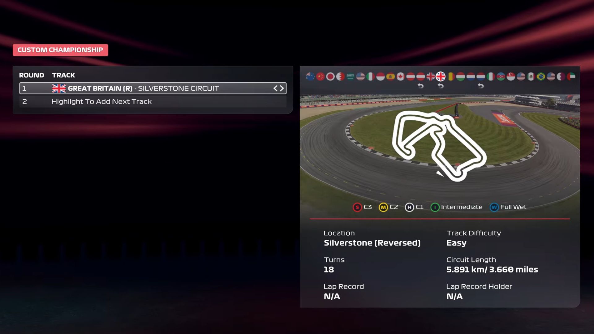 Reverse Silverstone Circuit layout in F1 25