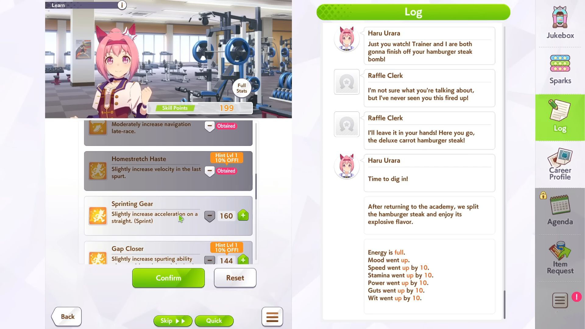skills to improve her performance