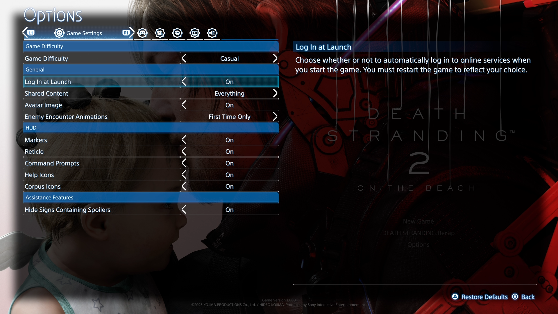 Death Stranding 2 Settings