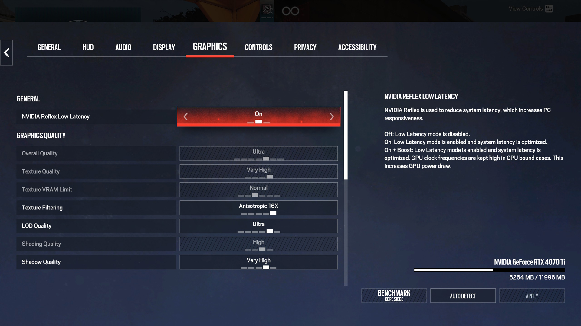 siege x settings page