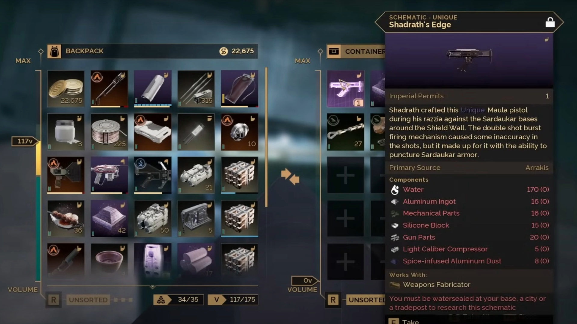 Shadrath's Edge pistol schematic