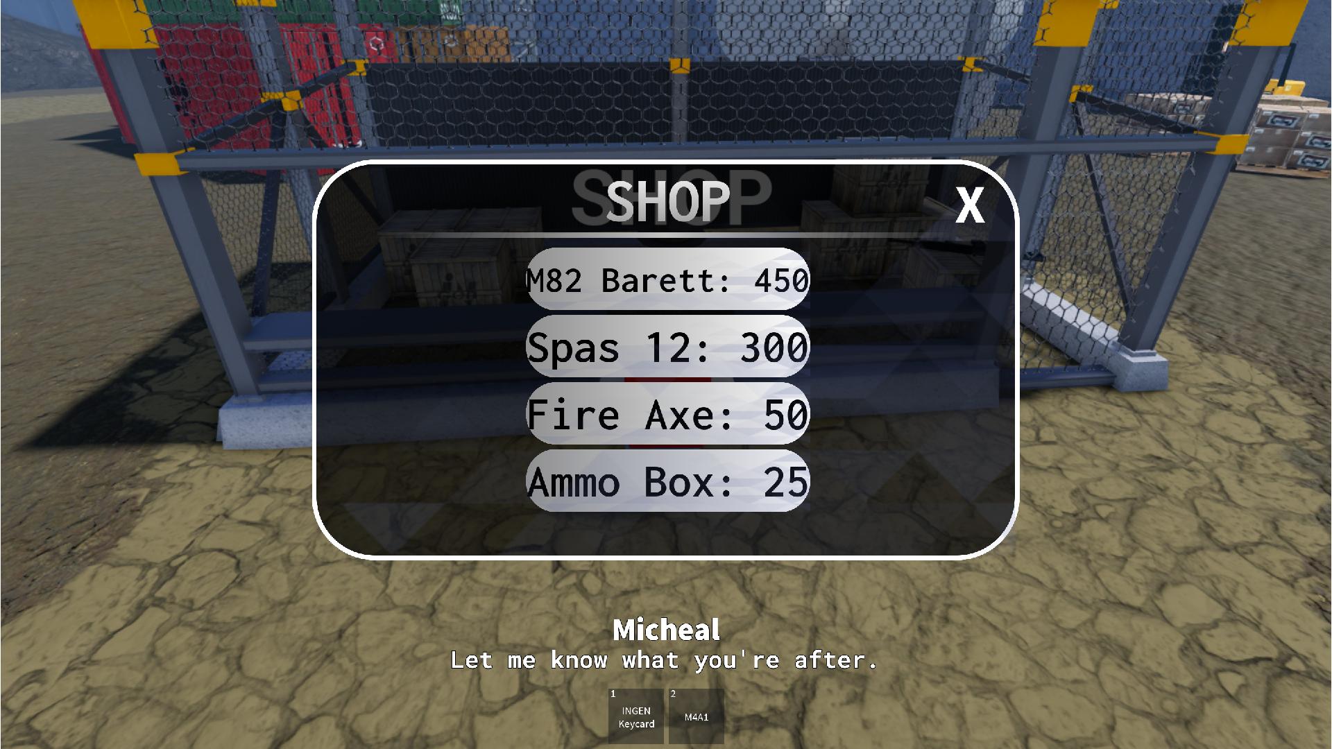 Shop for Weapons (Image via Roblox)