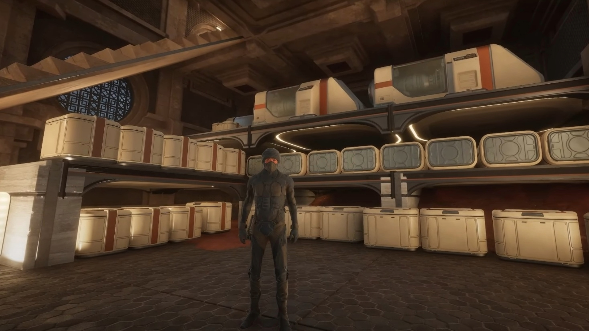 Stacking chests and containers helps minimize space usage