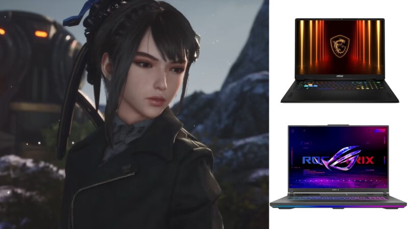 Picture of Eve in Stellar Blade and laptops