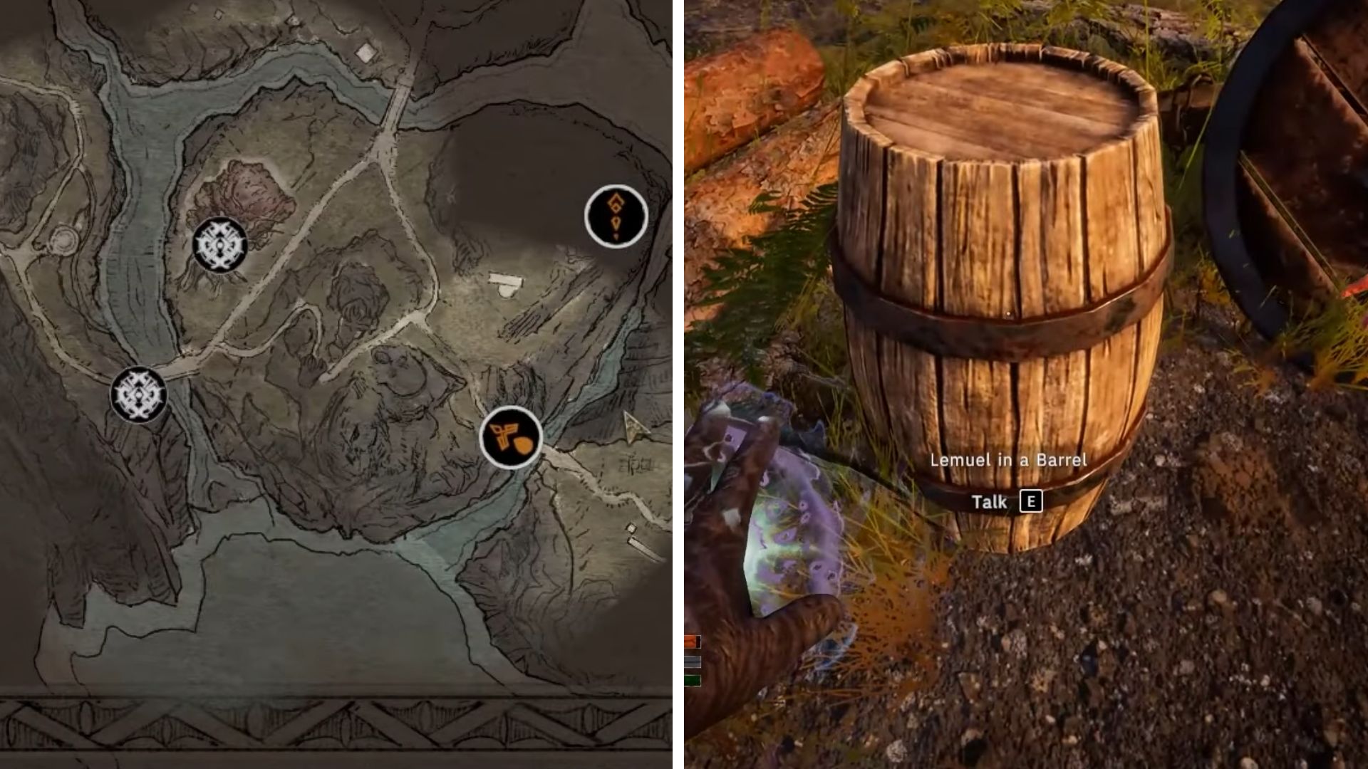 Lemuel in a Barrel location