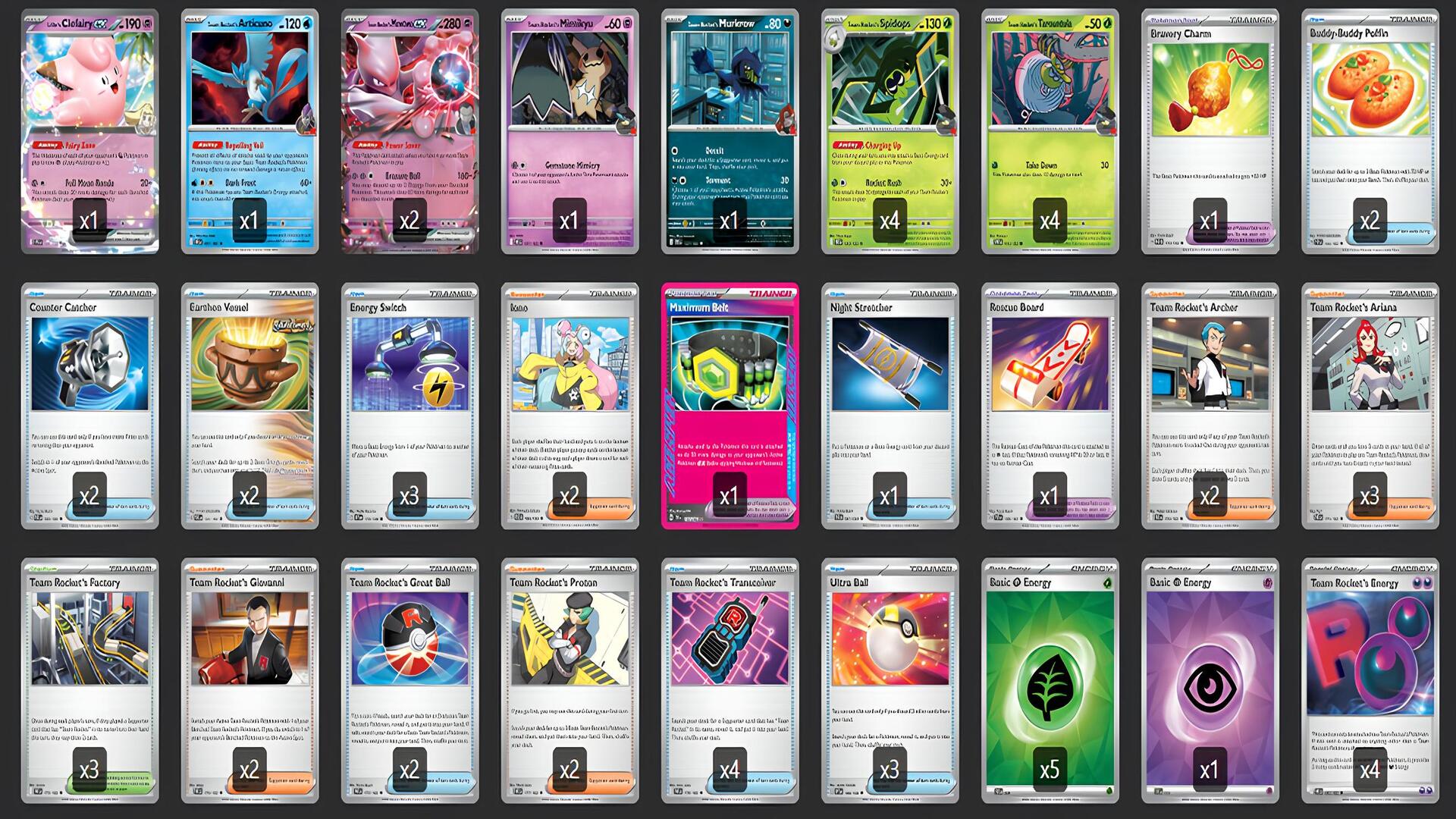 All Cards in Best Pokemon TCG Destined Rivals Team Rocket’s Mewtwo Ex Deck