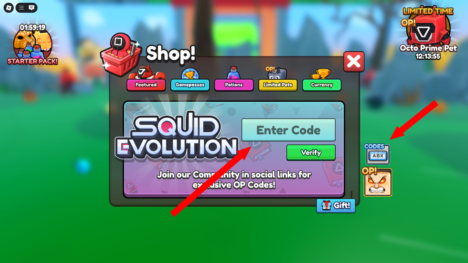 The Code Box (Image via Roblox Corporation)