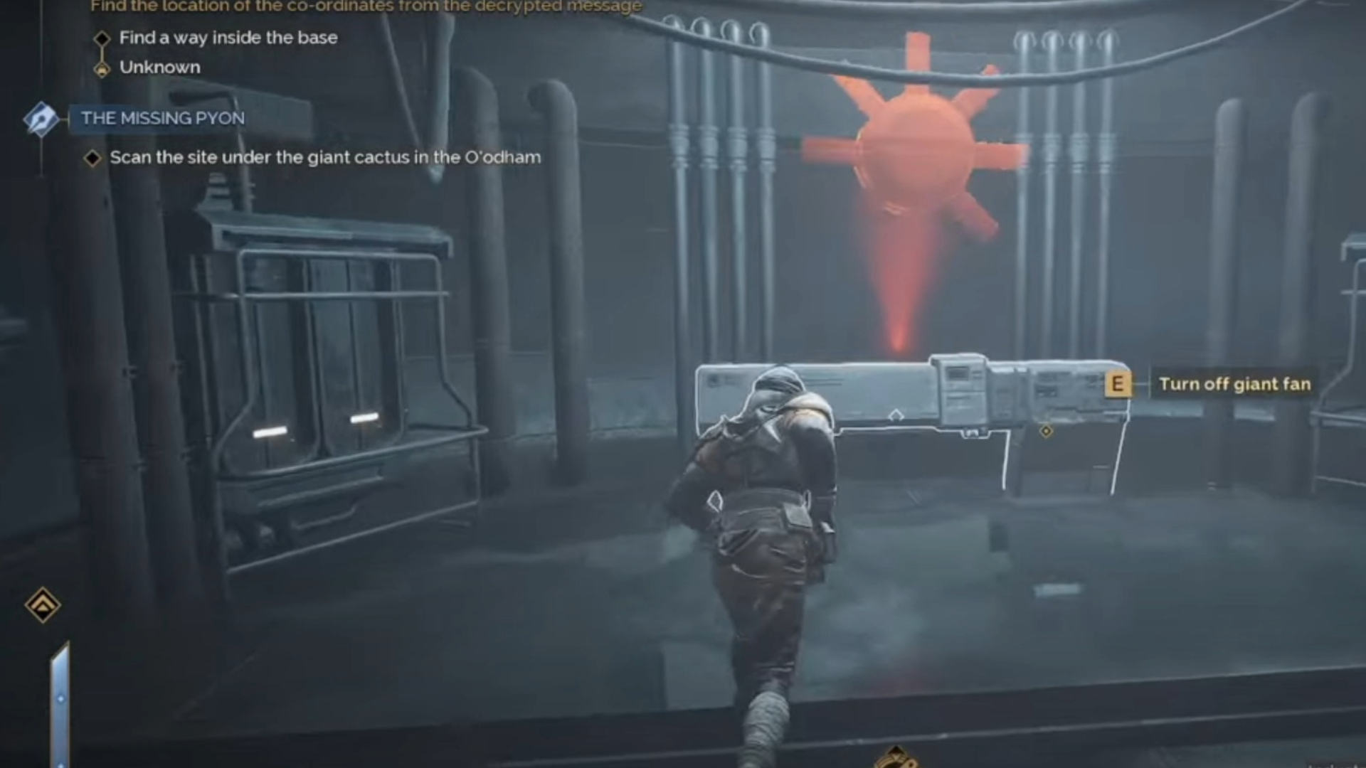 The console to turn off the giant fan