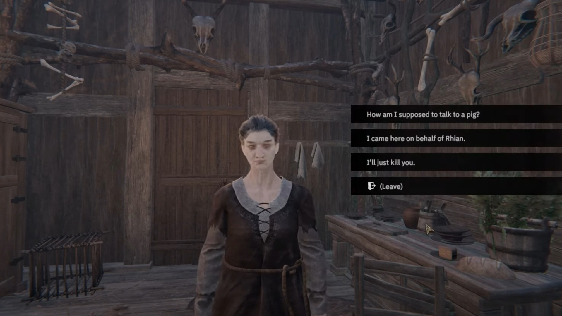 The three available dialogue choices