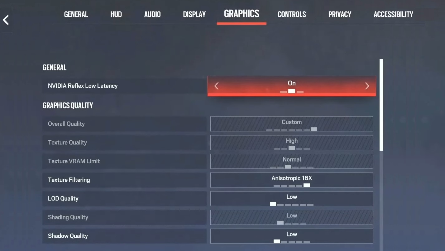 Picture of Rainbow Six Siege X graphics settings page