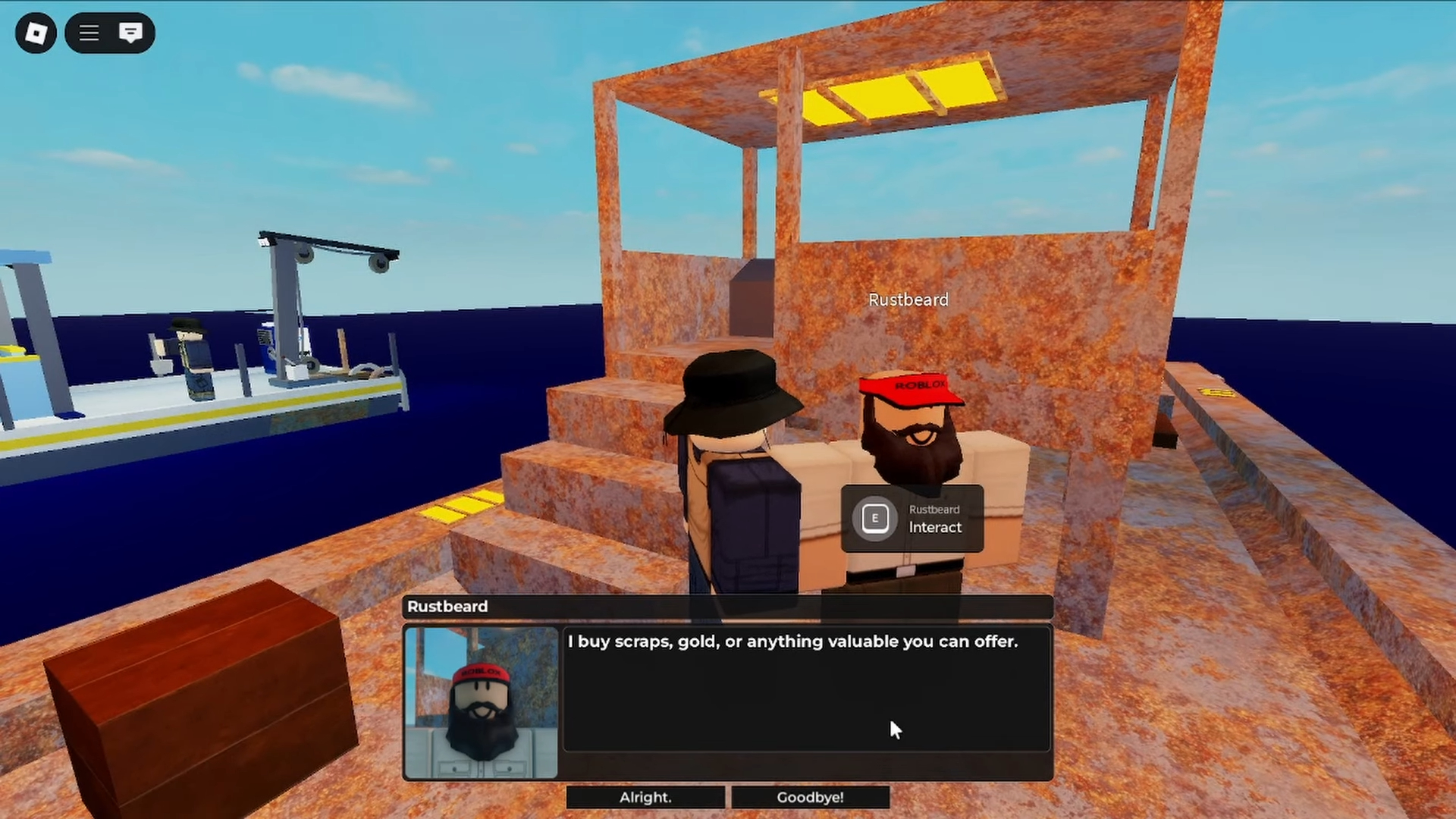 Trade Cash at Rustbeard's Boat (Image via Roblox)