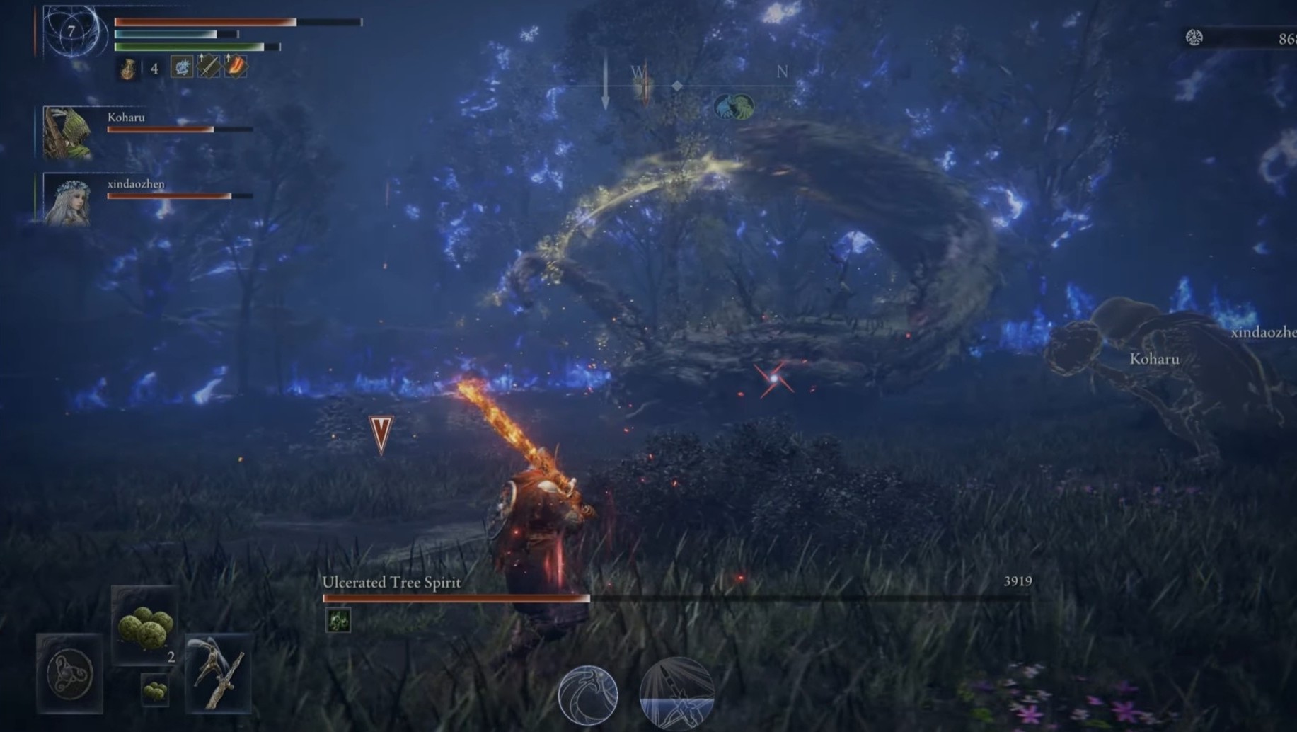 Ulcerated Tree Spirit using its head for an AoE attack (Image via Bandai Namco)