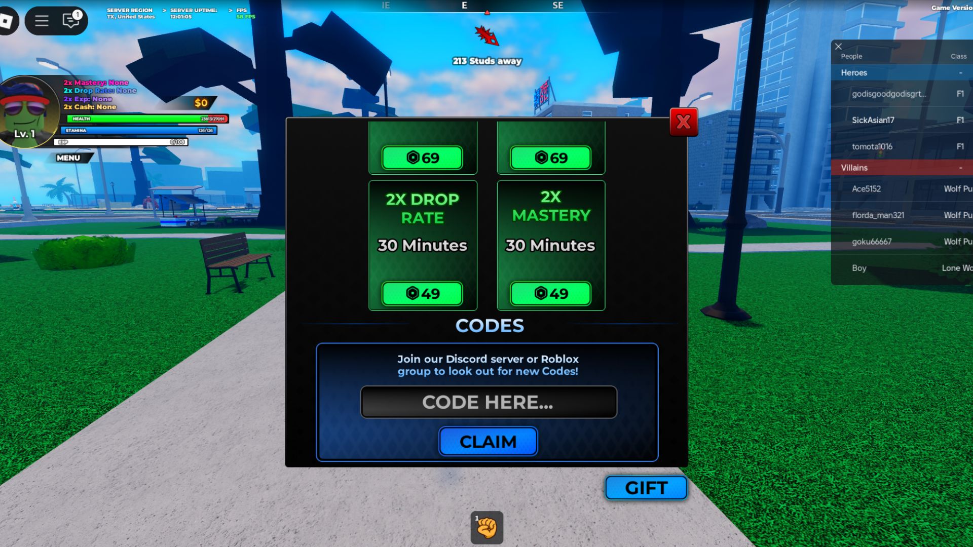 Redeem the codes here (Source: Roblox)