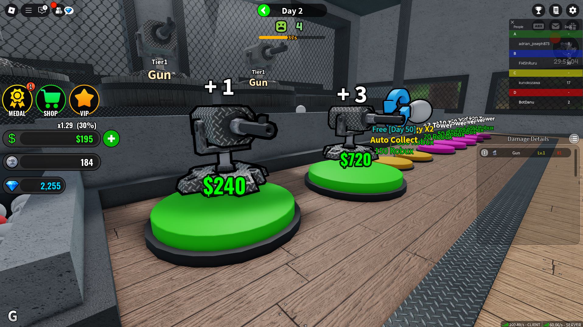 Upgrading turrets (Image via Roblox)