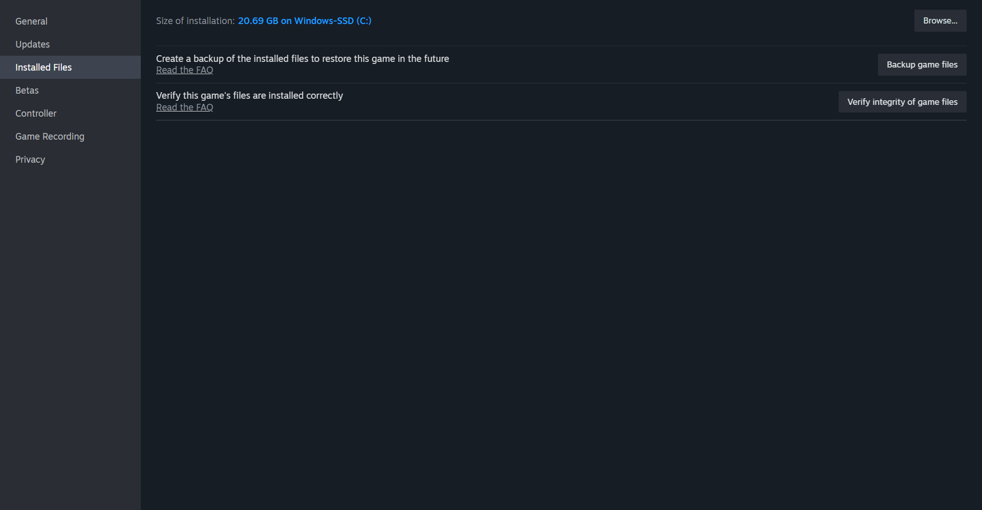 Verifying the integrity of your files is a common tactic (Image via Steam)