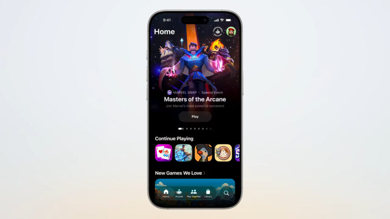 Picture of the new Games app in iOS 26